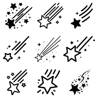 Kayan Yıldız simgeleri uzay elementi gece galaksisi tasarımı.