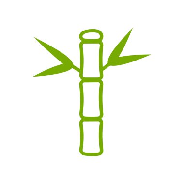 Yapraklı yeşil bambu sapı ikonu, doğanın vektör çizimi..