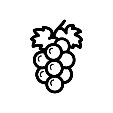 Şişman siyah ikon vektör tasarımı içeren bir üzüm demeti çizimi..