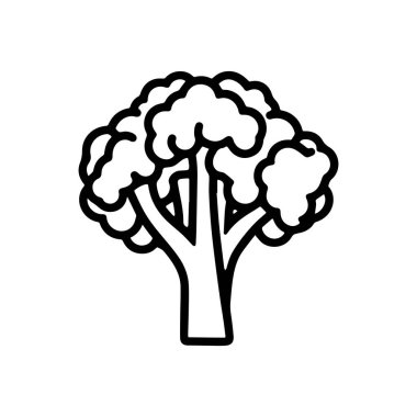 Bir brokoli simgesi çiziminin siyah beyaz çizimi.