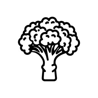 Bir brokoli simgesi çiziminin siyah beyaz çizimi.