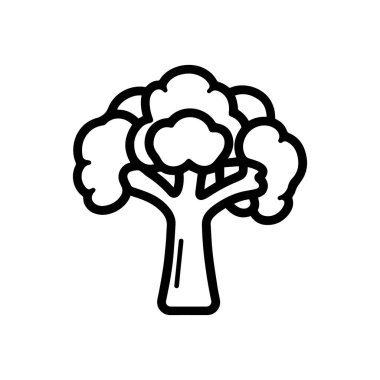 Bir brokoli simgesi çiziminin siyah beyaz çizimi.