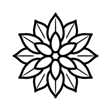 Mandala tasarım siyah çizgi simgesi Çiçek desenleri ve dairesel şekiller vektör çizimi.