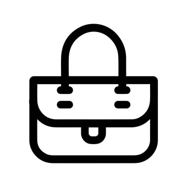 Şık bir çanta siyah anahat simgesi beyaz arkaplan.