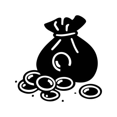 Para çantasının siyah silueti ve beyaz arka plan tasarımı..