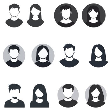 Minimalist Erkek ve Kadın Avatar Simge Düz Tasarım
