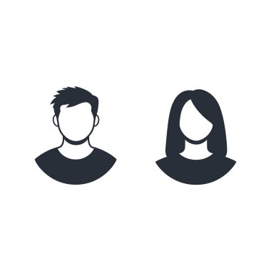 Minimalist Erkek ve Kadın Avatar Simge Düz Tasarım