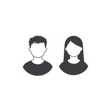 Minimalist Erkek ve Kadın Avatar Simge Düz Tasarım