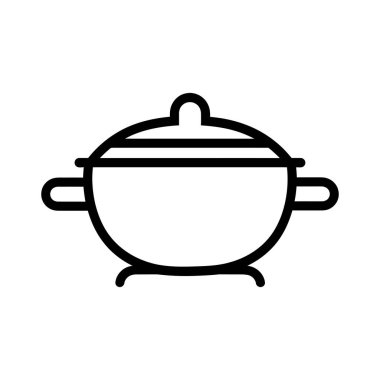 Bir çömlek simgesi çizimi siyah beyaz çizgi tasarımı.