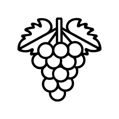 Üzüm simgesi siyah beyaz arkaplan tasarımı. siluet biçimi, vektör illüstrasyonu.