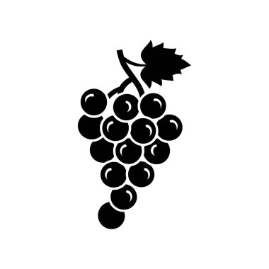 Üzüm simgesi siyah beyaz arkaplan tasarımı. siluet biçimi, vektör illüstrasyonu.