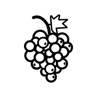 Üzüm simgesi siyah beyaz arkaplan tasarımı. siluet biçimi, vektör illüstrasyonu.