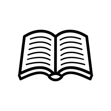 Simgesel Şekil Siyah Simge illüstrasyonunda Açık Bir Kitap