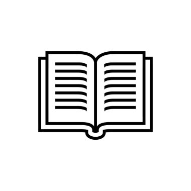 Simgesel Şekil Siyah Simge illüstrasyonunda Açık Bir Kitap