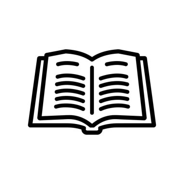 Simgesel Şekil Siyah Simge illüstrasyonunda Açık Bir Kitap