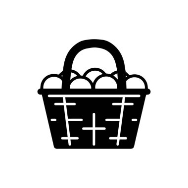 Piknik Sepeti siyah ana hatlı Simge vektör tasarımı