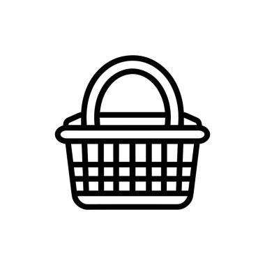 Piknik Sepeti siyah ana hatlı Simge vektör tasarımı