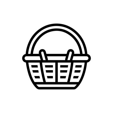 Piknik Sepeti siyah ana hatlı Simge vektör tasarımı