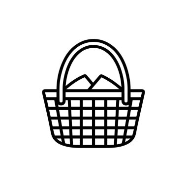 Piknik Sepeti siyah ana hatlı Simge vektör tasarımı