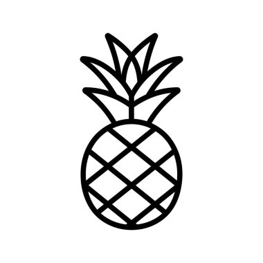 Ananas siyah ana hatları Simge beyaz arkaplan tasarımı