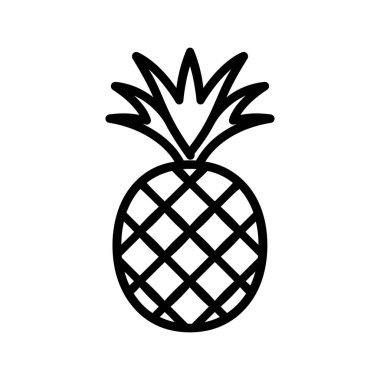 Ananas siyah ana hatları Simge beyaz arkaplan tasarımı
