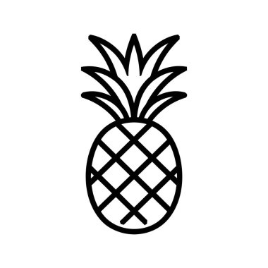 Ananas siyah ana hatları Simge beyaz arkaplan tasarımı