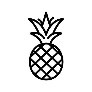 Ananas siyah ana hatları Simge beyaz arkaplan tasarımı