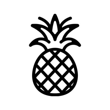 Ananas siyah ana hatları Simge beyaz arkaplan tasarımı