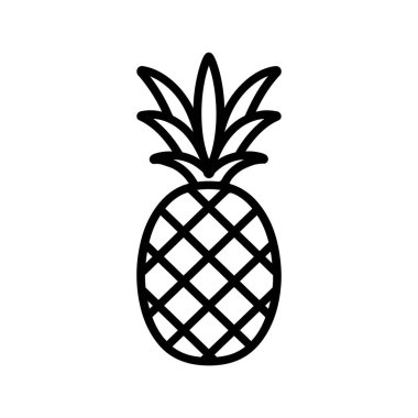 Ananas siyah ana hatları Simge beyaz arkaplan tasarımı