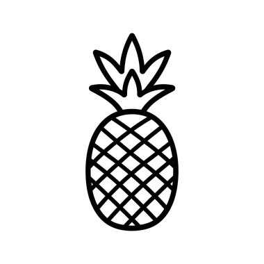 Ananas siyah ana hatları Simge beyaz arkaplan tasarımı