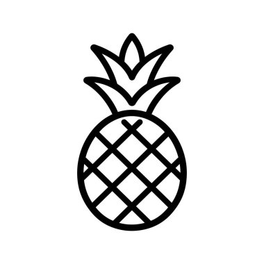 Ananas siyah ana hatları Simge beyaz arkaplan tasarımı