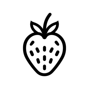 Çilek siyahı Taslak simgesi ve besin beyazı arkaplan