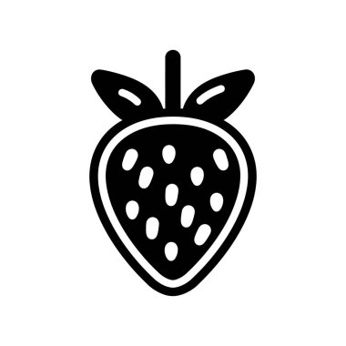 Çilek siyahı Taslak simgesi ve besin beyazı arkaplan