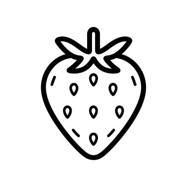 Çilek siyahı Taslak simgesi ve besin beyazı arkaplan