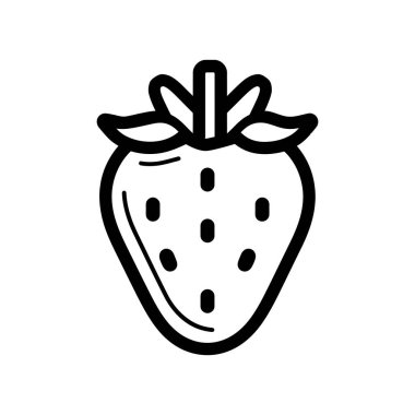 Çilek siyahı Taslak simgesi ve besin beyazı arkaplan