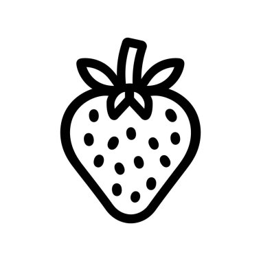 Çilek siyahı Taslak simgesi ve besin beyazı arkaplan