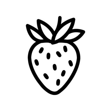 Çilek siyahı Taslak simgesi ve besin beyazı arkaplan