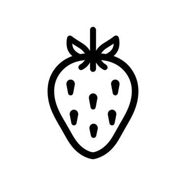 Çilek siyahı Taslak simgesi ve besin beyazı arkaplan