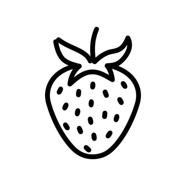 Çilek siyahı Taslak simgesi ve besin beyazı arkaplan