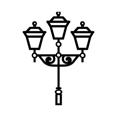 Eski Çoklu Işıklı Sokak Lambası Siyah Dış Hatlar Simgesi Tasarımı