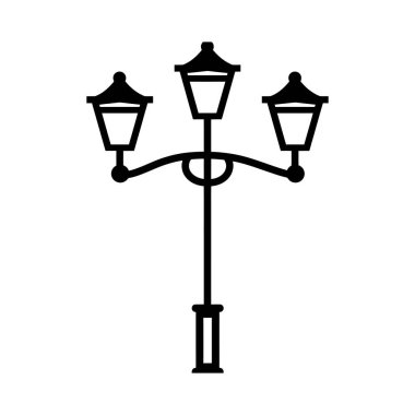 Eski Çoklu Işıklı Sokak Lambası Siyah Dış Hatlar Simgesi Tasarımı