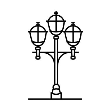 Eski Çoklu Işıklı Sokak Lambası Siyah Dış Hatlar Simgesi Tasarımı