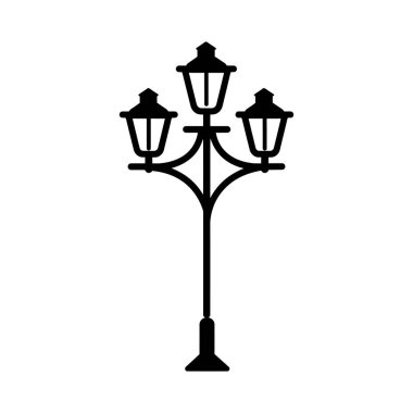 Eski Çoklu Işıklı Sokak Lambası Siyah Dış Hatlar Simgesi Tasarımı