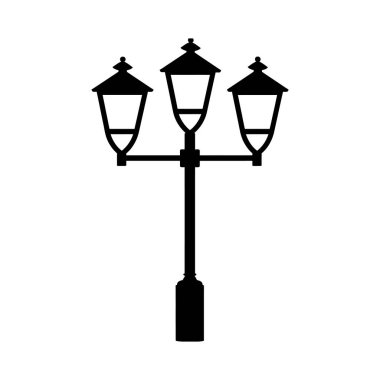 Eski Çoklu Işıklı Sokak Lambası Siyah Dış Hatlar Simgesi Tasarımı
