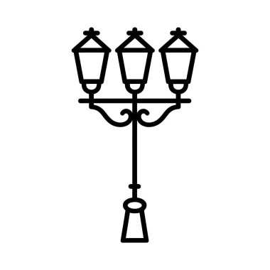 Eski Çoklu Işıklı Sokak Lambası Siyah Dış Hatlar Simgesi Tasarımı