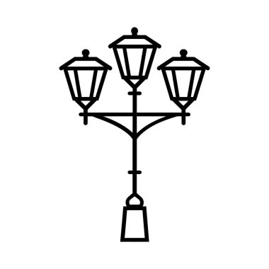 Eski Çoklu Işıklı Sokak Lambası Siyah Dış Hatlar Simgesi Tasarımı