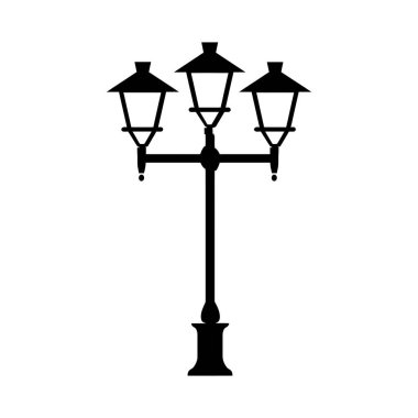 Eski Çoklu Işıklı Sokak Lambası Siyah Dış Hatlar Simgesi Tasarımı