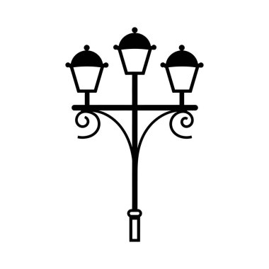 Eski Çoklu Işıklı Sokak Lambası Siyah Dış Hatlar Simgesi Tasarımı