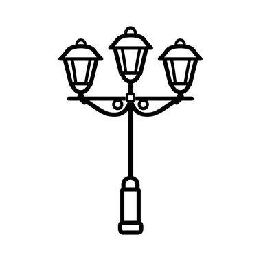 Eski Çoklu Işıklı Sokak Lambası Siyah Dış Hatlar Simgesi Tasarımı