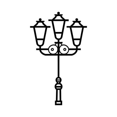 Eski Çoklu Işıklı Sokak Lambası Siyah Dış Hatlar Simgesi Tasarımı
